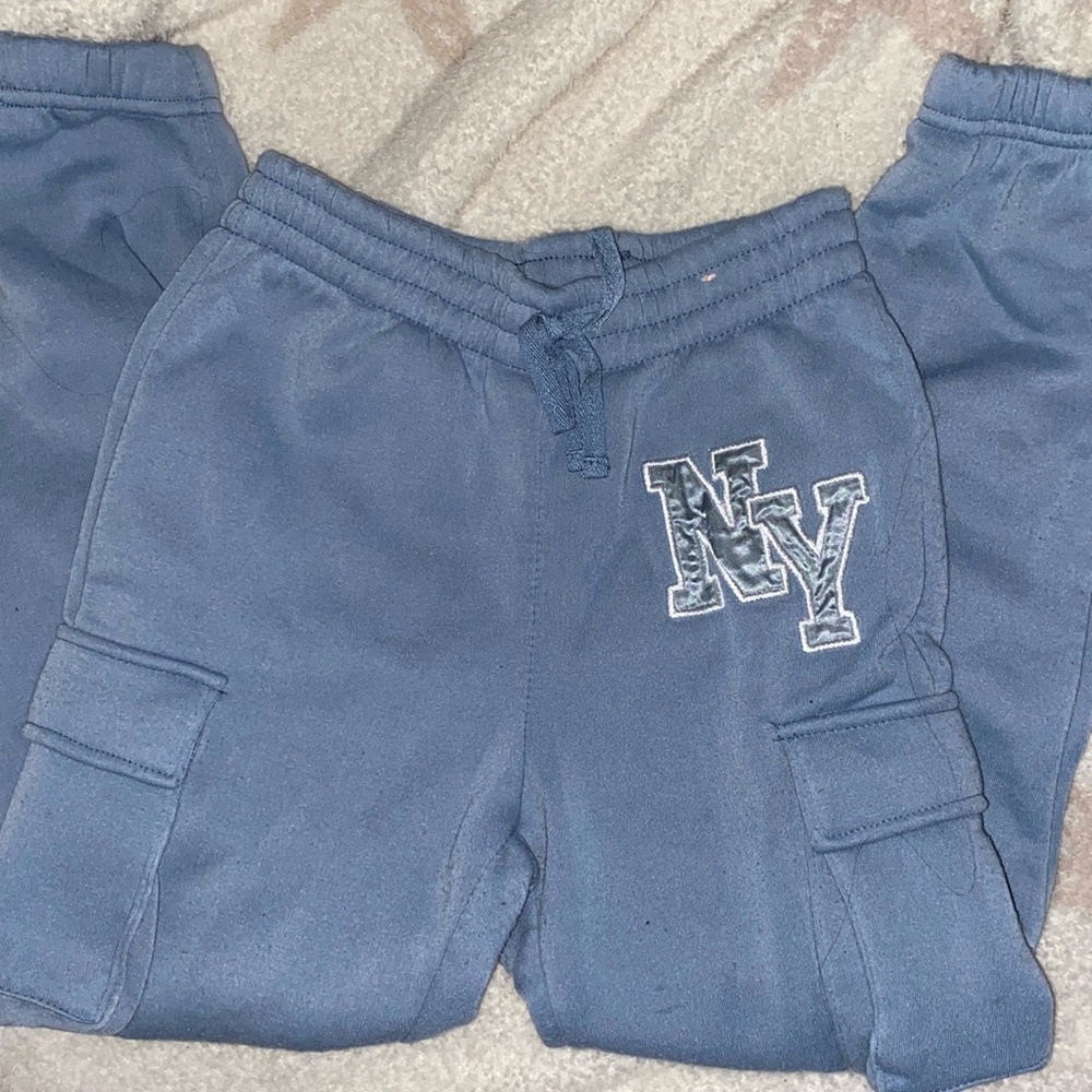 Girls NY drawstring sweats in light blue